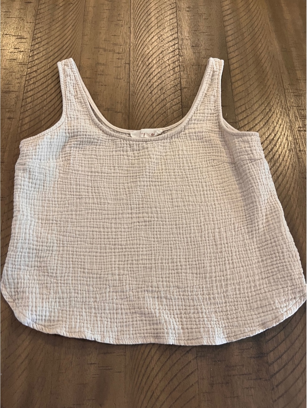 Fanco Beige Cropped Gauze Cotton Tank Small